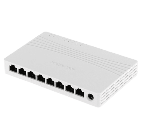 Switch de sobremesa Hikvision - 8 puertos RJ45 - Velocidad 10/100/1000 Mbps - Plug & Play - Bajo consumo