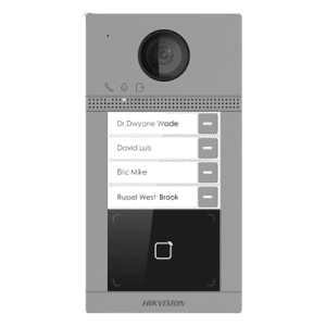 Videoportero IP WIFI (IP65 + IK08) con Llamada y apertura desde APP Hik-Connect / Soporta 4 apartamentos / PoE Estandar / Interfaz WEB para configuración / 2 puertas