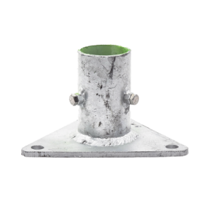 Base Triangular para Mástil de 1" a 2" con Opresores. Galvanizado por Inmersión en Caliente.